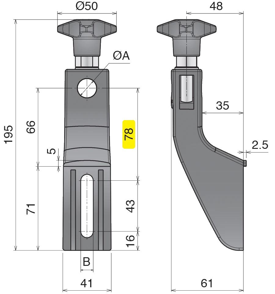 Креслення Бічний тримач 30101 (N05 B)